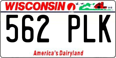 WI license plate 562PLK