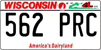 WI license plate 562PRC