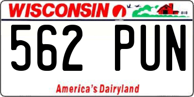 WI license plate 562PUN