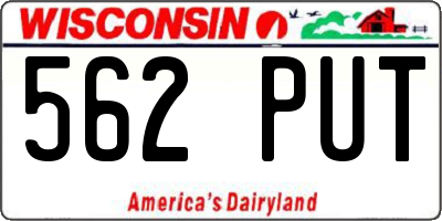 WI license plate 562PUT
