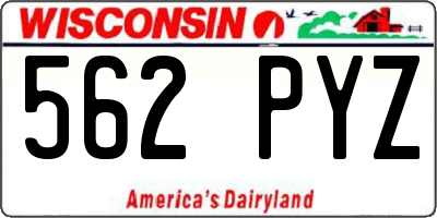 WI license plate 562PYZ