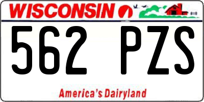WI license plate 562PZS