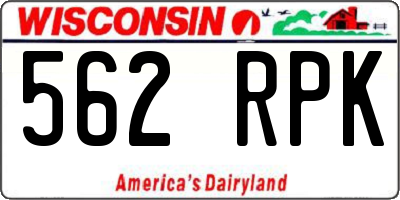 WI license plate 562RPK