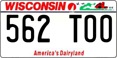 WI license plate 562TOO