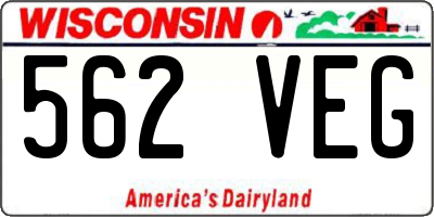 WI license plate 562VEG