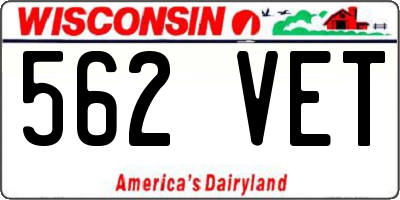 WI license plate 562VET
