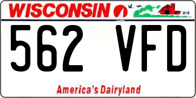 WI license plate 562VFD