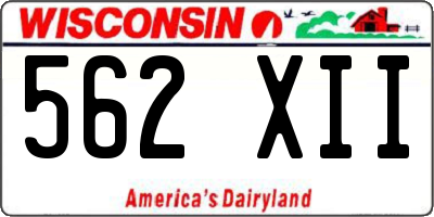 WI license plate 562XII