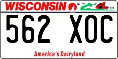 WI license plate 562XOC