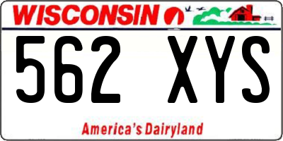 WI license plate 562XYS