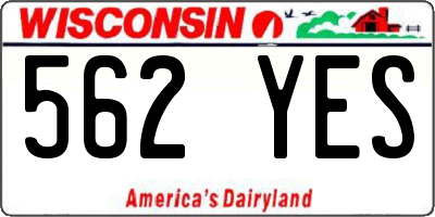 WI license plate 562YES