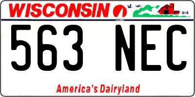 WI license plate 563NEC