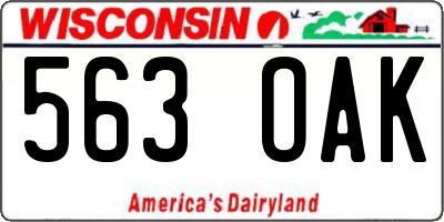 WI license plate 563OAK