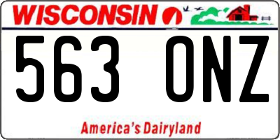 WI license plate 563ONZ
