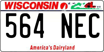 WI license plate 564NEC