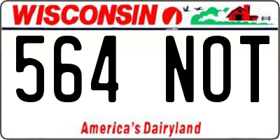 WI license plate 564NOT