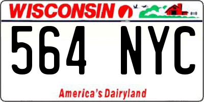 WI license plate 564NYC