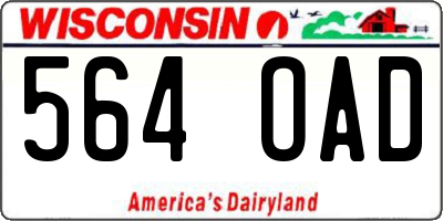 WI license plate 564OAD