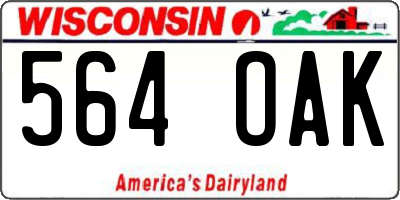 WI license plate 564OAK