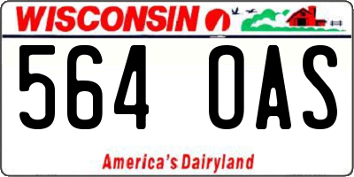 WI license plate 564OAS