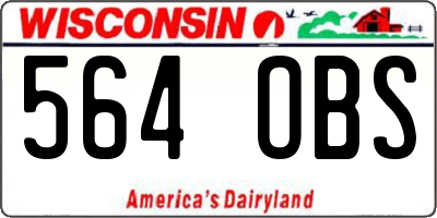 WI license plate 564OBS