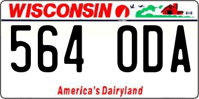 WI license plate 564ODA