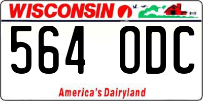 WI license plate 564ODC