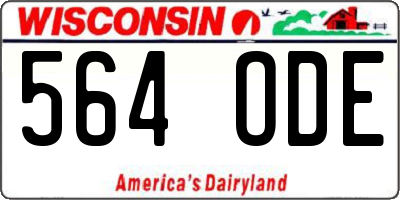 WI license plate 564ODE