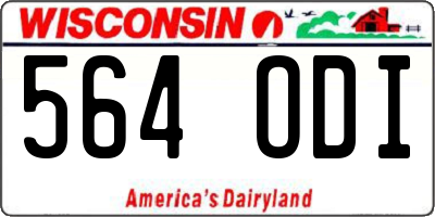 WI license plate 564ODI