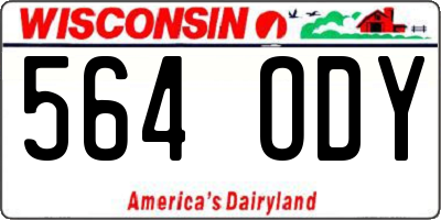 WI license plate 564ODY