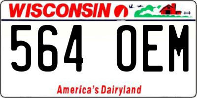 WI license plate 564OEM