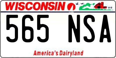 WI license plate 565NSA