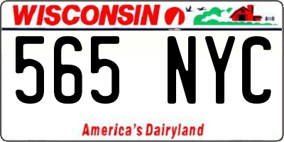 WI license plate 565NYC