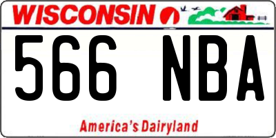 WI license plate 566NBA