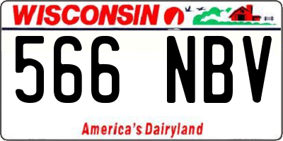 WI license plate 566NBV