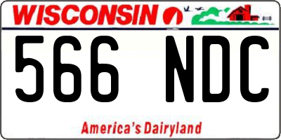 WI license plate 566NDC