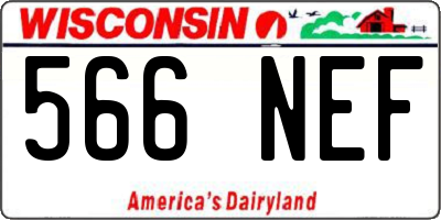 WI license plate 566NEF