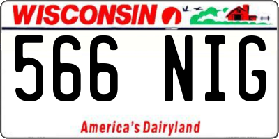 WI license plate 566NIG