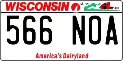 WI license plate 566NOA