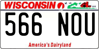 WI license plate 566NOU
