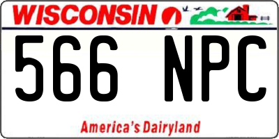 WI license plate 566NPC