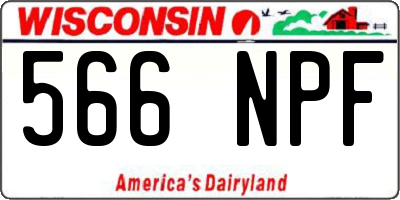 WI license plate 566NPF