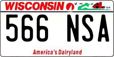 WI license plate 566NSA