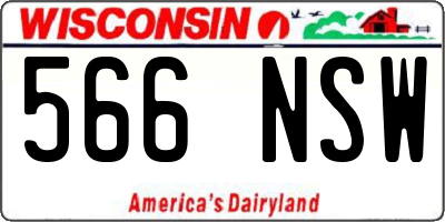 WI license plate 566NSW