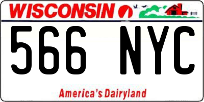 WI license plate 566NYC