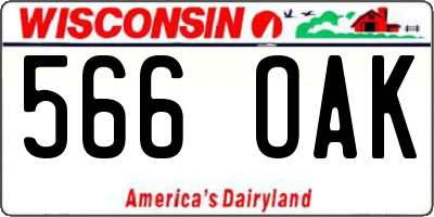 WI license plate 566OAK