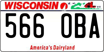 WI license plate 566OBA