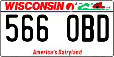WI license plate 566OBD