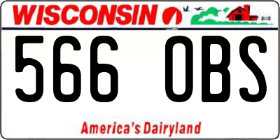 WI license plate 566OBS
