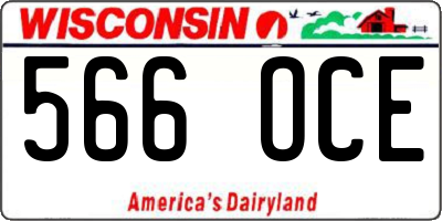 WI license plate 566OCE